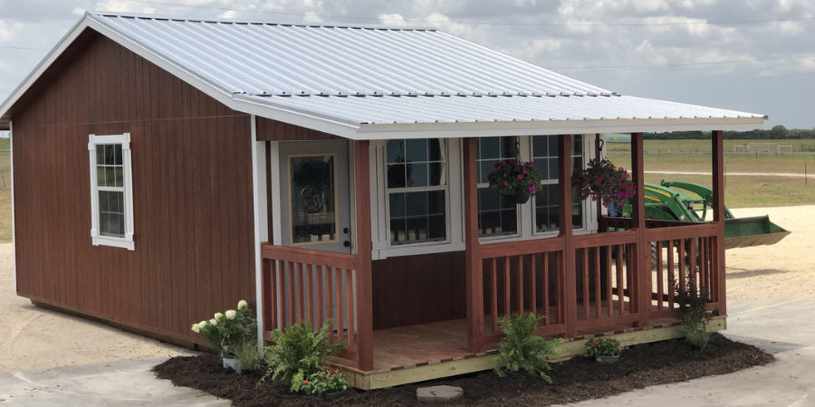 large porch shed tiny home