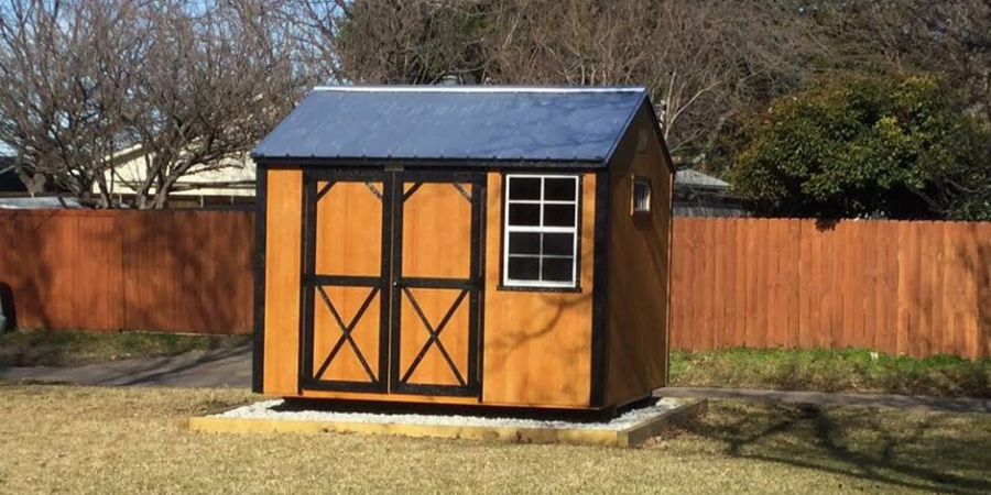 backyard shed with double doors
